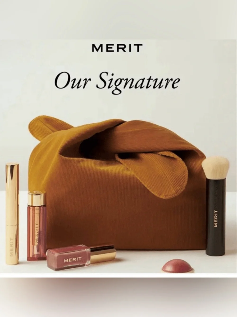 Merit Brown Corduroy Makeup Bag